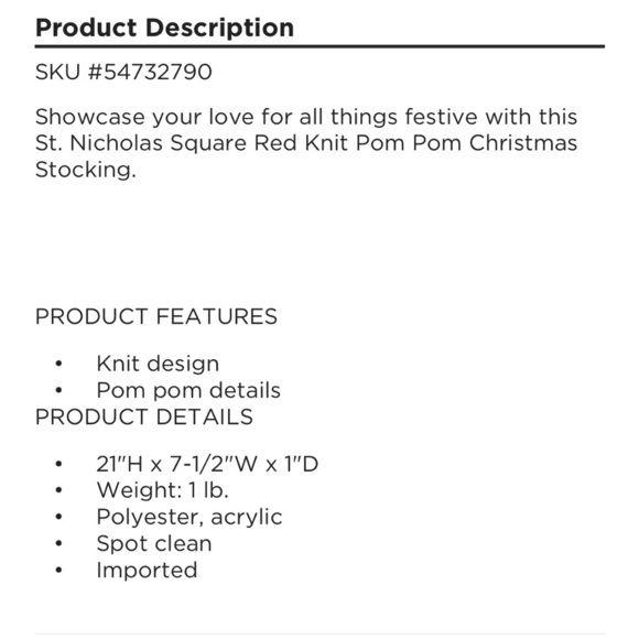 St. Nicholas Square Red Knit Christmas Stocking set of 4  NWT - Picture 5 of 5